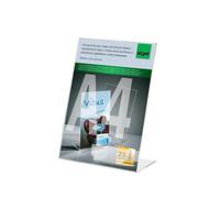 SIGEL TA230 Espositore da tavolo inclinato, con scomparto, 30x21x12,5 cm, per A4 verticale, per bancone, ristorazione, ufficio, matrimonio, etc, resistente UV, acrilico, trasparente, 1 pezzo