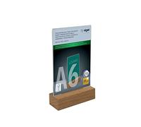 SIGEL TA252 Espositore da tavolo verticale, acrilico, con base in legno rovere, per A6