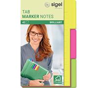 SIGEL Tab Marker Notes 10 x 14,80 cm | HN206, carta, 3 colori, 42 fogli