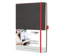 SIGEL CO694 Conceptum Taccuino, motivo Casual, quadretti tratteggiati (lineatura dot), circa A4, grigio, rosso, copertina rigida, 194 pagine