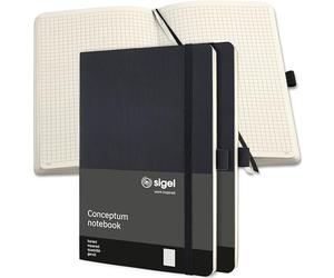 SIGEL Taccuino premium Conceptum A5 con copertina morbida - confezione da 3 | CO320, a quadretti, nero, ideale come diario personale, bullet journal, quaderno delle idee o quaderno per la scrittura