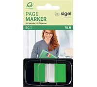 SIGEL Z-Index 3,90 x 6,90 cm | HN493, pellicola trasparente, dispenser Z, 50 fogli, Color-Tip verde
