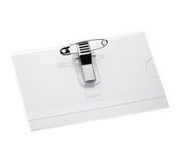 SIGEL ZB200 Portanomi, per 5,4 x 9 cm, con clip e spilla, trasparenti, 50 pz.