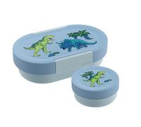 SIGG Lumo Dinosaurs - Contenitore per il pranzo per bambini, con contenitore extra, leggero, 2 in 1, senza BPA, blu, 0,8 l