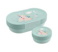 SIGG Lumo Unistar - Contenitore per il pranzo per bambini, con contenitore per il pranzo extra - leggero unicorno - 2 in 1 - senza BPA - azzurro - 0,8 l