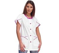 siggi Art.28CS0859 Casacca Donna Gretel Manica Corta, 2 Tasche, Spacchi Dietro per Una MIGLIOR Vestibilita Bianco