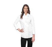 Siggi Giacca Chef Leggera da Donna Olivia, Colore Bianco, Manica Lunga e Doppiopetto, Tessuto Cotone Elasticizzato (M)