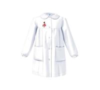 siggi Grembiule asilo Bambina, Colore bianco con Ricamo, Abbottonatura centrale, con certificazione OEKO TEX STANDARD, taglie 2-3-4-5-6 anni (4034_Bianco, 45(2ANNI-92 cm))
