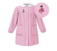 siggi Grembiule asilo Bambina, Colore rosa quadretti con Ricamo, Abbottonatura centrale, con certificazione OEKO TEX STANDARD, taglie 2-3-4-5-6 anni (4034_rosa/bianco, 45(2ANNI-92 cm))