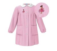 siggi Grembiule asilo Bambina, Colore rosa quadretti con Ricamo, Abbottonatura centrale, con certificazione OEKO TEX STANDARD, taglie 2-3-4-5-6 anni (4034_rosa/bianco, 45(2ANNI-92 cm))
