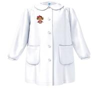 siggi Grembiule Asilo, Bambina e Ragazza Con chiusura Bottoni o Zip. Quadretto Rosa o Bianco 3877/BIANCO_1PZ_0001_55 , 4 anni