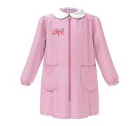 siggi Grembiule Bambina Divisa Scuola Dell'Infanzia, chiusura con comoda zip centrale, Quadretto Bianco/Rosa, Ricamo for you e fiorellini (Bianco/Rosa, 4 ANNI-55-104 CM)