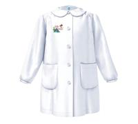 siggi Grembiule Bambina Scuola Elementare, Colore bianco con Ricamo, Abbottonatura centrale, con certificazione OEKO TEX STANDARD, taglie dalla 6 alla 15 anni (4061_Bianco, 75(8ANNI-128CM))