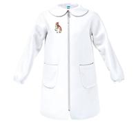 siggi Grembiule Elementare, Bambina e Ragazza Con chiusura Bottoni o Zip. Blu o Bianco 3915/BIANCO_0001_80 9A, 9 anni