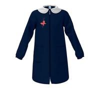 siggi Grembiule Scolastico Bambina, Casacca Con Cerniera, Blu Navy con Farfalla, Cotone, 2 Tasche, 6-13 Anni, Ricamo Decorativo, Water Resistant (BLU4232, 8 ANNI (75 128CM))
