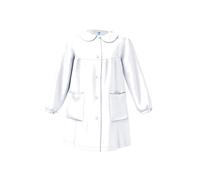 siggi grembiule scuola elementare bambina bianco nero bluette bottoni (Bianco, 8 Anni)