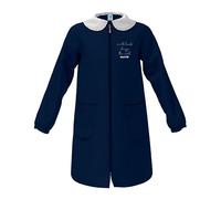 siggi Grembiule Scuola Elementare Bambina, con Colletto Bianco in Pizzo, Chiusura con Zip, Tasche Frontali, Design 'Small Hands Change the World' (BLU 4222, 8 ANNI (75 128CM))