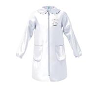 siggi Grembiule Scuola Elementare Bambina, con Colletto Bianco in Pizzo, Chiusura con Zip, Tasche Frontali, Design 'Small Hands Change the World' (BIANCO 4222, 12 ANNI (95 152CM))