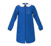 siggi Grembiule Scuola Elementare Bambina, con Colletto Bianco in Pizzo, Chiusura con Zip, Tasche Frontali, Design 'Small Hands Change the World' (ROYAL 4222, 7 ANNI (70 122CM))