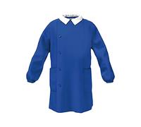 siggi Grembiule Scuola ELEMENTARE Bambino e Bambina Senza Ricamo in Cotone con Bottoni O Zip nei Colori Bianco E Bluette - Linea Happy School