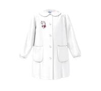 siggi Grembiule Scuola Linea Happy School - Elementari Bambina Colore Bianco con Ricamo - Abbottonatura centrale, Colletto Bianco. Bianco 100