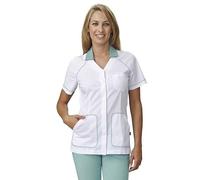 Siggi Group Casacca Sanitaria Donna Manica Corta Modello Dixie (IT, Numero, 42, Regular, Corto, Bianco e Sangria)