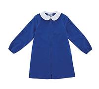 SIGGI GROUP Grembiule Scuola Linea Happy School - Elementare Bambina Colore Blu Senza Ricamo Personalizzabile Abbottonatura Centrale con Zip, Colletto Bianco.