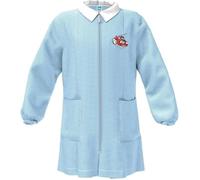 Siggi Happy School Grembiule Asilo Bambino Con Cerniera 33GR4193 Auto Da Corsa (Bianco/Azzurro, 7 anni)
