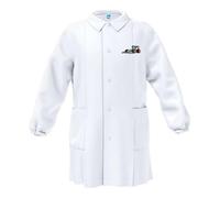 Siggi Happy School Grembiule Asilo Bambino Disegno Macchina Da Corsa, 33GR4046, Bianco (Bianco, 7 Anni 122 cm)