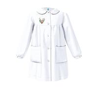 Siggi Happy School Grembiule Scuola Bambina 33GR3904 Prato Fiorito Farfalle Bottoni, Bianco, 14