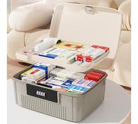 Sightday Scatola Medicinali, Double Layer Cassetta Medicinali Con blocco password,Portamedicine Da Casa,Organizer Medicinali Farmaceutici Portatili Sono Adatti Per Della Scuola di Famiglia(Grigio)