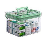 Sightday Scatola portaoggetti per medicinali, contenitore per medicinali per uso domestico, a doppio strato, per primo soccorso, multi griglia portatile con coperchio, armadietto per farmaci per la