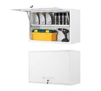 Sightlife Pensile Scolapiatti con Vassoio,Armadio da officina, Salvagoccia da Cucina, pensile per attrezzi metallo, da cucina, bagno, officina, parete, con serratura a chiave, 55 x 80 x 40 cm bianco