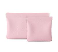 Sightor Borsa cosmetica tascabile in pelle per borsa, confezione da 2 piccole borse per trucchi per donne, portamonete, rossetto, accessori cosmetici, organizer da viaggio, Rosa