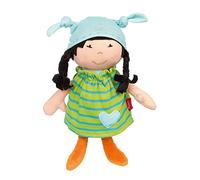 Sigikid 39649 Brenda Bilipup bambola di stoffa con vestiti da indossare e da togliere, bambola di peluche per addormentarsi, giocare, coccolare, per neonati e bambini dai 6 mesi, a righe verdi 24 cm