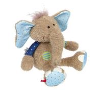 Sigikid 42962 - Peluche elefante blu patchwork Sweety per giocare e coccolare in morbido mix di materiali per neonati e bambini, ragazzi e ragazze da 0 a 8 anni, multicolore, elefante 26 cm