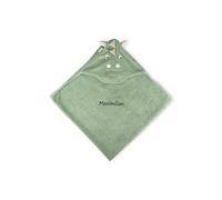 Sigikid Asciugamano con cappuccio per bambini ricamato, regalo per neonati e bambini, in morbida spugna di cotone biologico, 95 x 95 cm, con graziosa cappuccio, verde