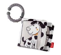 sigikid Dotson - Libro in stoffa per bambini, giocattolo per bambini con contrasto in bianco e nero, da appendere con specchio, cigolii, pellicola regalo per bambini dalla nascita