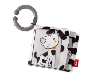 sigikid Dotson - Libro in stoffa per bambini, giocattolo per bambini con contrasto in bianco e nero, da appendere con specchio, cigolii, pellicola regalo per bambini dalla nascita