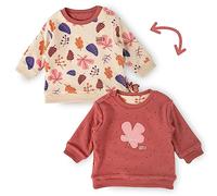 Sigikid Maglietta Double-Face da Bambina, Motivo: Foresta Autunnale Maglia Reversibile, Beige/Rosso, 98 Bimba