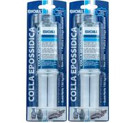 SIGILL, Colla Epossidica, Adesivo Epossidico Bicomponente (A+B) Super Resistente fino a -40°C e +80°C, Resistente ad Acqua e Agenti Chimici, Trasparente e Rapido, Siringa da 25 ml (A+B)