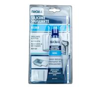 SIGILL, Silicone Sigillante con Chiavetta Stringi Tubetto e Beccuccio Dosatore, Resistente alle Muffe e ai Detergenti, Rapido, Elastico e Forte, Colore Nero, Tubetto da 60 ml