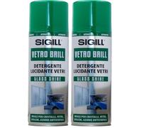 SIGILL - Vetro Brill, Bombola Spray da 400 ml, Detergente Professionale per Vetri, Specchi, Cristalli e Superfici Laccate, Azione Antipolvere e Antistatica, Effetto Brillante (Confezione da 2)