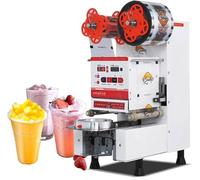 Sigillante elettrico per tazze da 350 W, macchina commerciale per sigillare il tè a bolle, completamente automatica con pannello di controllo LCD, sigilla 600-800 tazze/ora