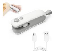 Sigillante per sacchetti 2 in 1 con taglierina, USB, portatile | Per sacchetti di plastica per snack, mantiene i biscotti freschi, ideale per cucina e viaggi, uso manuale