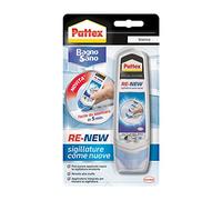 Pattex Bagno Sano Renew, Sigillante Bianco Autolisciante, Pratico Sigillante Impermeabile Facile da Usare, Sigillante Bagno Antimuffa per Sigillature Ottimale, 1 x 100 ml