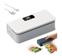 Sigillatore di sacchetti magnetico portatile, calore ricaricabile USB-C con 6 livelli regolabili, display a LED e taglierina, richiuditore for patatine Sacchetti di plastica(White)