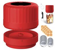 Sigillatore Elettrico per Barattoli Mason - Kit Automatico Rosso per Tappi Standard e Bocca Larga, Veloce e Facile per Conservare Cibi, Fermentati e Dispensa