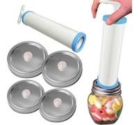 Sigillatore sottovuoto per barattoli di muratore - Kit di sigillatura sottovuoto per alimenti, coperchi per barattoli riutilizzabili con pompa manuale | Conservazione ermetica per alimenti secchi e