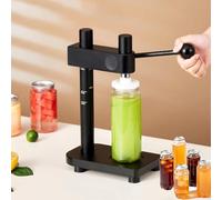 Sigillatrice Manuale Per Lattine Da 51 Mm-55 Mm Per Coperchi In Plastica | Tappatrice Manuale Per Bottiglie Da 8 Oz A 24 Oz, Sigillatrice Per Bevande Regolabile In Altezza(Black,Machine+330ml)
